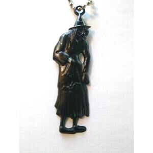 Vintage Halloween Plastic Witch Keychain Gothic Spooky Gift Black Creepy Cool